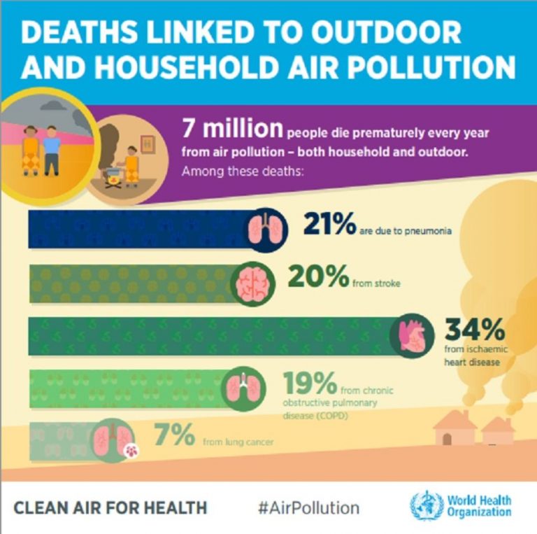 СЗО: Седум милиони луѓе во светот годишно умираат од загаден воздух
