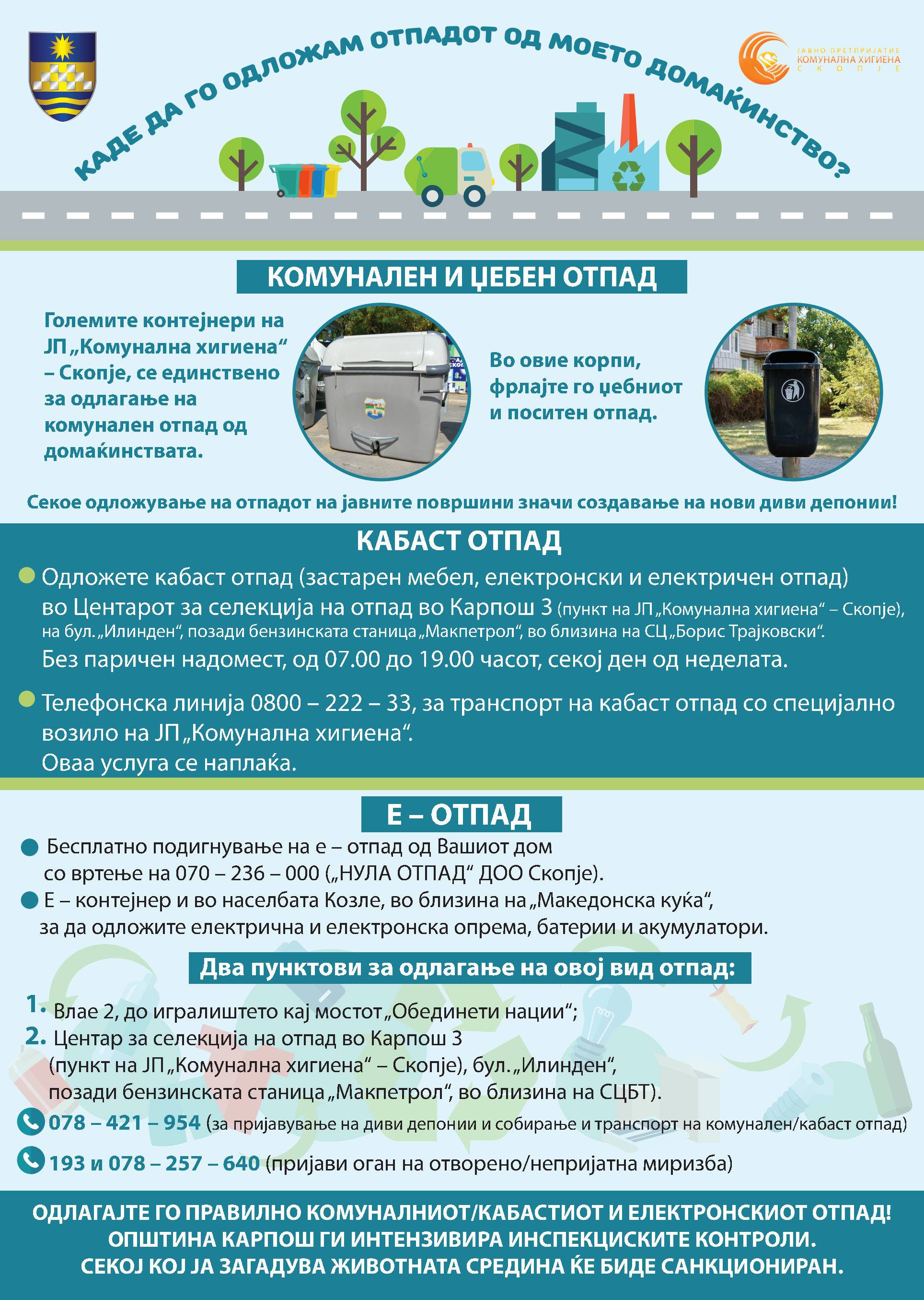 За чиста и зелена Општина Карпош: Информирај се каде да фрлиш отпад