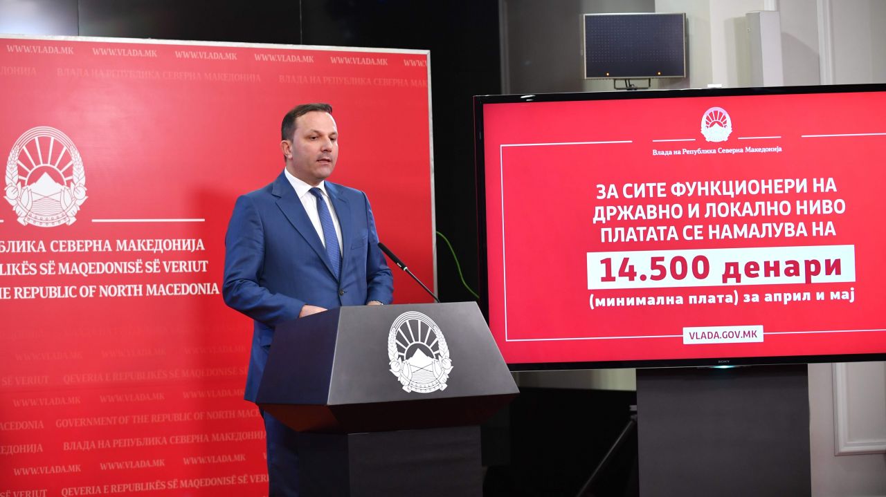 Спасовски: Функционерите ќе примаат минимална плата од 14.500 денари во април и мај
