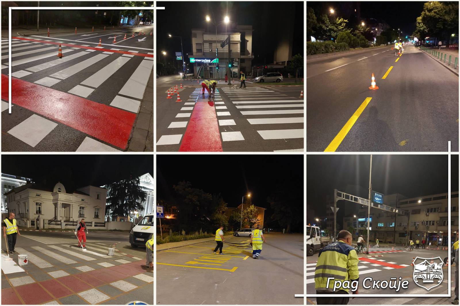 Обновена хоризонталната сигнализација во површина од 9874 квадратни метри со ноќното бележење на градските улици и булевари