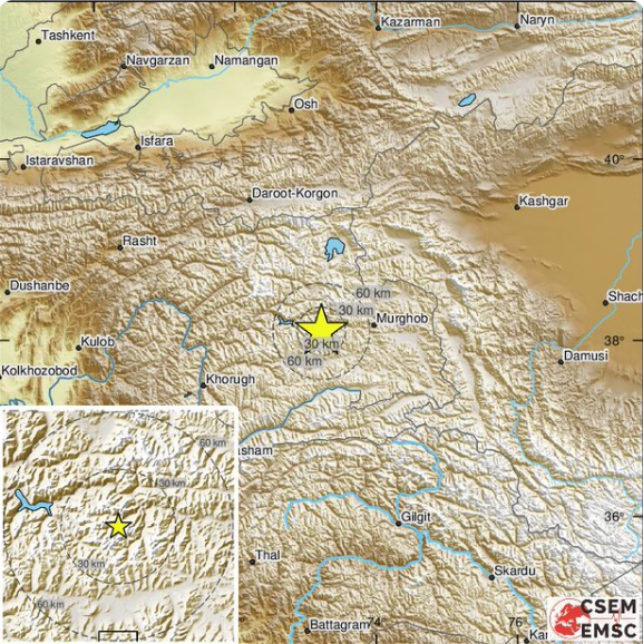 Земјотрес од 7,2 степени во Таџикистан